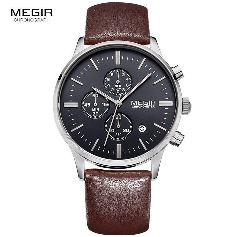 Megir quartz watches men lumin - Suede Strap Watch 评论和价格